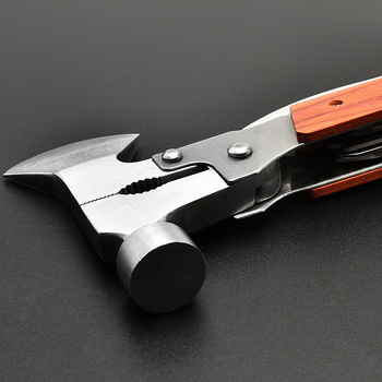 Višenamjenski vanjski alat za kampiranje – čekić s glavom od nehrđajućeg čelika i drškom od mahagonija, 0.4 kg