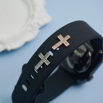 Apple Watch szilikon szíj dekoratív csattal, keresztszövetséges ötvözet gyémántcsepp dizájn, retro művészi stílus