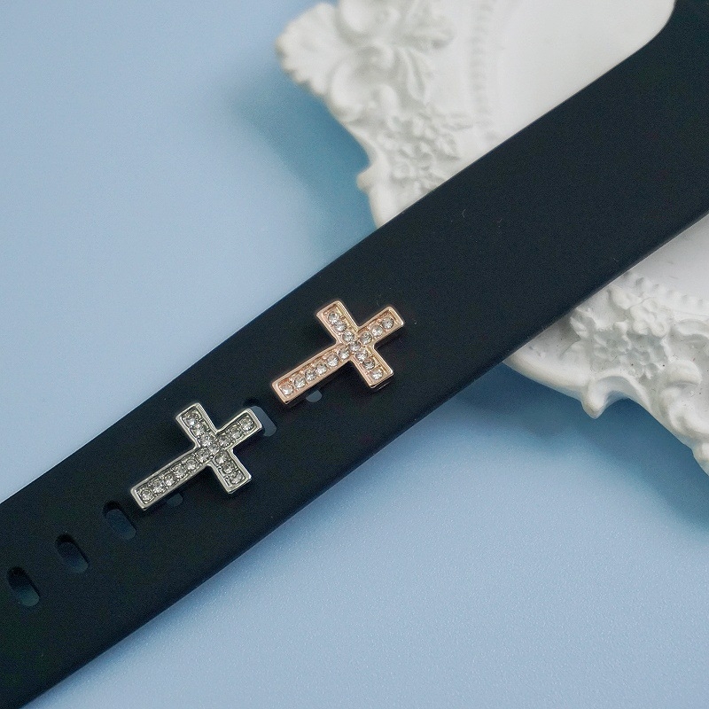 Apple Watch szilikon szíj dekoratív csattal, keresztszövetséges ötvözet gyémántcsepp dizájn, retro művészi stílus