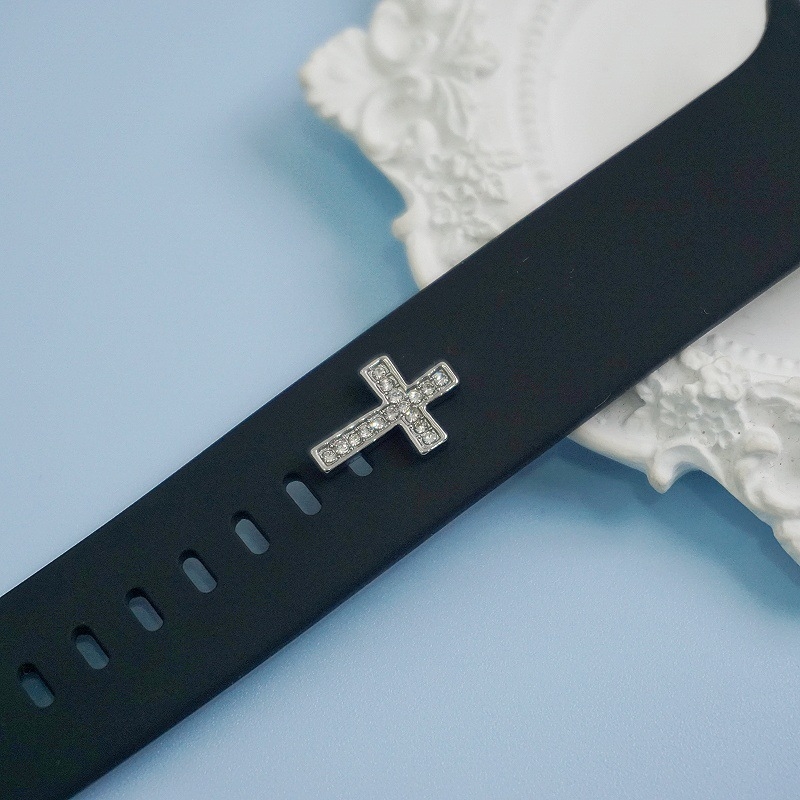 Apple Watch szilikon szíj dekoratív csattal, keresztszövetséges ötvözet gyémántcsepp dizájn, retro művészi stílus