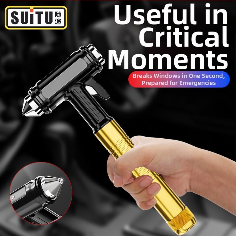 RUNDONG Auto Accessories Autó biztonsági kalapács üvegbetörővel, 45# szénacél, 400 g