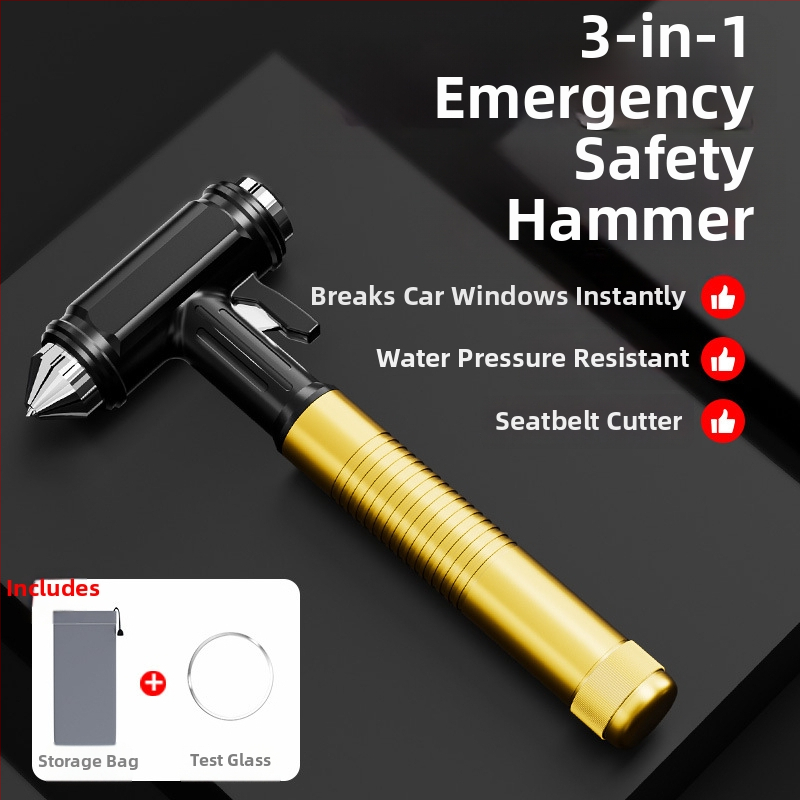 RUNDONG Auto Accessories Autó biztonsági kalapács üvegbetörővel, 45# szénacél, 400 g