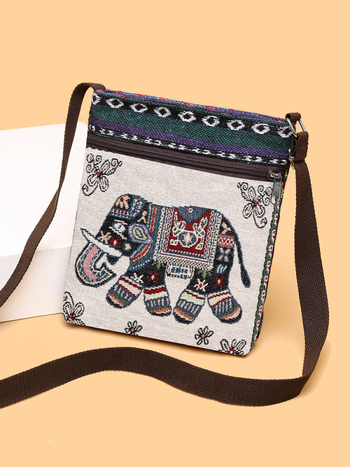 Mala ženska crossbody torba, platnena tkanina, kineski stil, slatka i svestrana torba preko ramena za telefon, inspirirano Miao