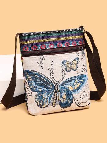 Mala ženska crossbody torba, platnena tkanina, kineski stil, slatka i svestrana torba preko ramena za telefon, inspirirano Miao