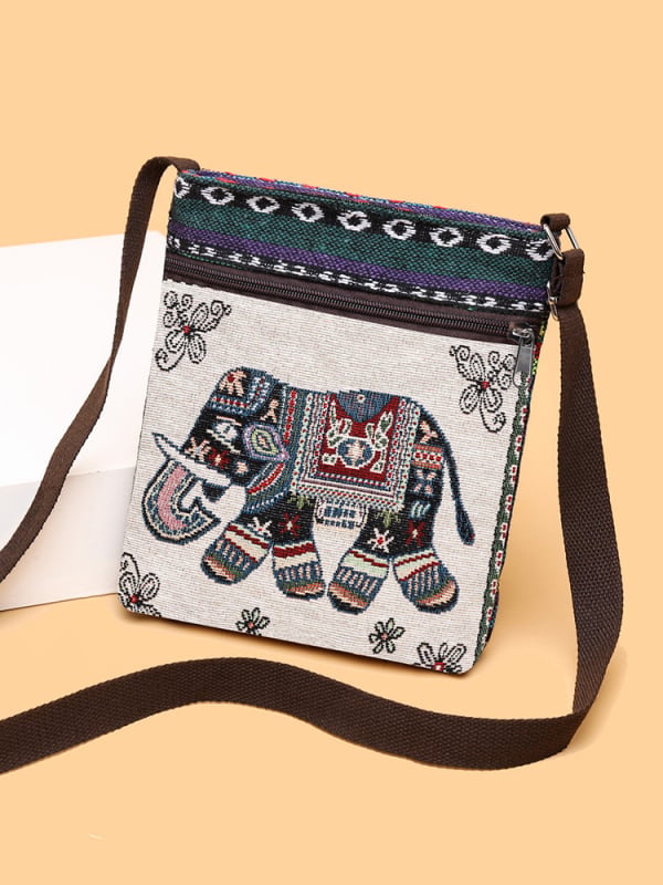 Mala ženska crossbody torba, platnena tkanina, kineski stil, slatka i svestrana torba preko ramena za telefon, inspirirano Miao