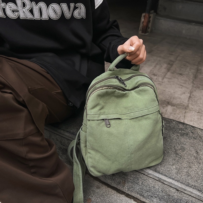 Ženski platneni ruksak, zatvarač, prozračan i otporan na habanje, laminirani unutarnji džep i platnena podstava