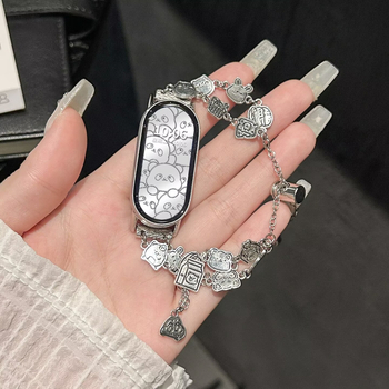 Brățară metal NFC Crayon Shin-Chan Gingerbread Man pentru Mi Band 10 - lățime 18 mm, închidere Snap, compatibilă cu Apple, Huawei și altele