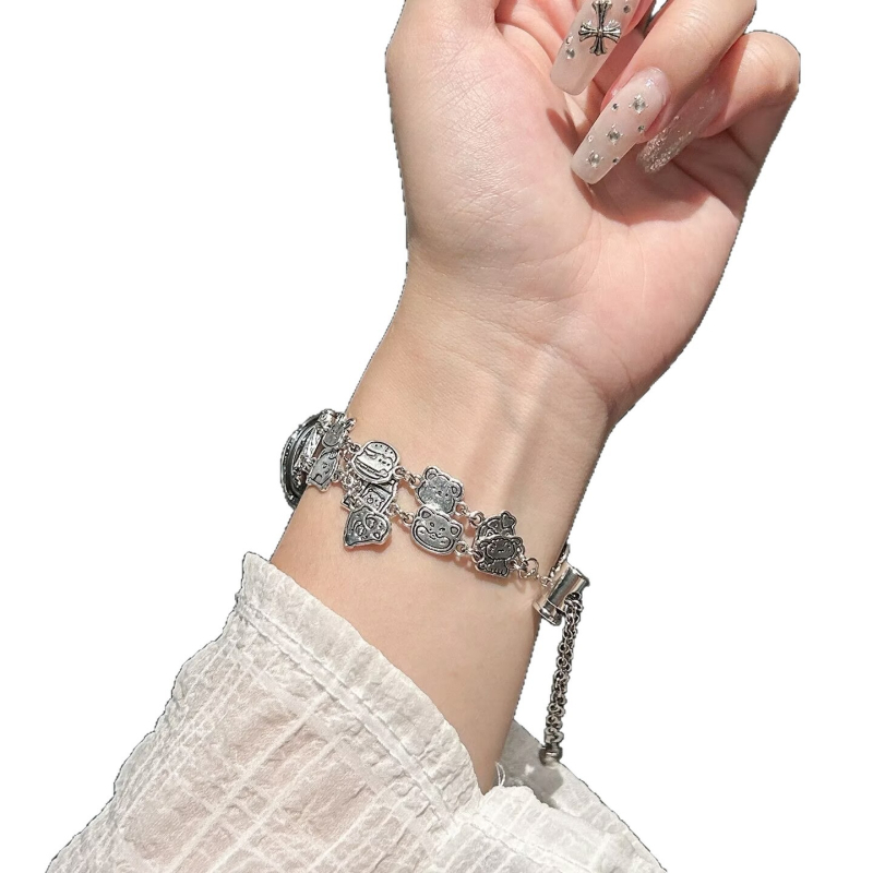 Brățară metal NFC Crayon Shin-Chan Gingerbread Man pentru Mi Band 10 - lățime 18 mm, închidere Snap, compatibilă cu Apple, Huawei și altele