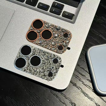 Rhinestone fólia na objektív – zadný film z hliníkovej zliatiny, čiastočné krytie, kompatibilné s Apple iPhone
