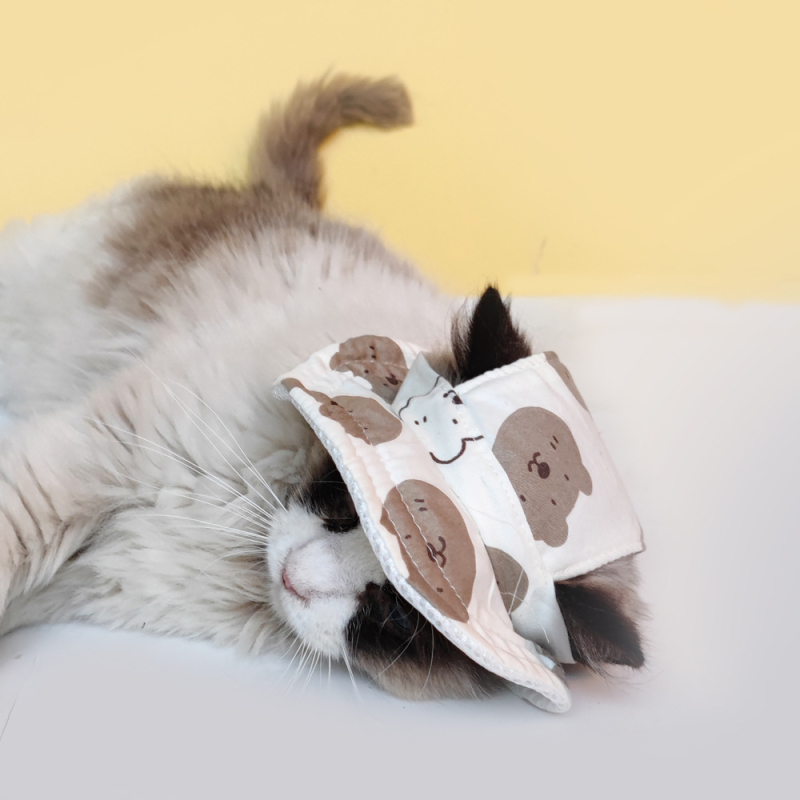 Pălărie de vară pentru animale de companie – model desen animat, poliester, țesătură twill, imprimare, vară