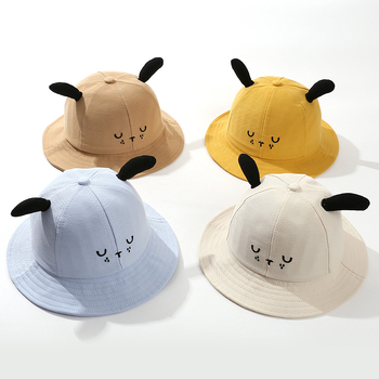 Gyerekeknek szóló pamut bucket sapka, széles széle, kutyás motívum, napvédelem, légáteresztő