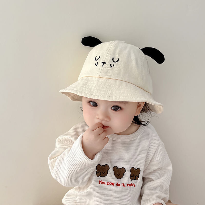 Gyerekeknek szóló pamut bucket sapka, széles széle, kutyás motívum, napvédelem, légáteresztő