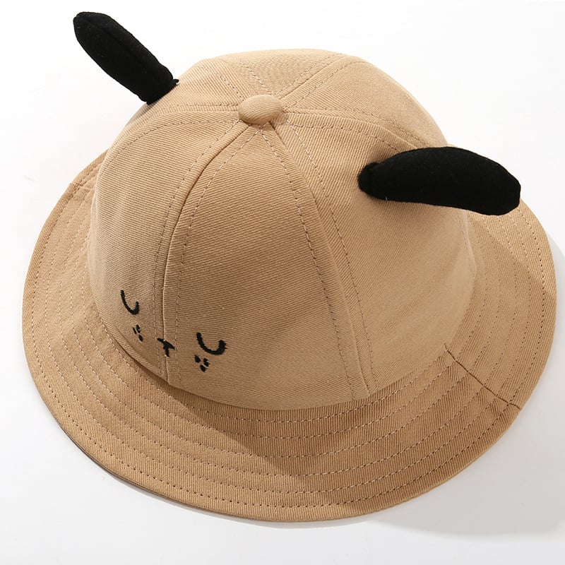 Gyerekeknek szóló pamut bucket sapka, széles széle, kutyás motívum, napvédelem, légáteresztő