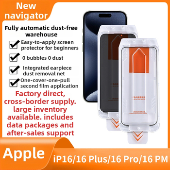 Tempered glass front screen protector for iPhone 16 Pro — anti-peep, HD clarity, dustproof, customizable