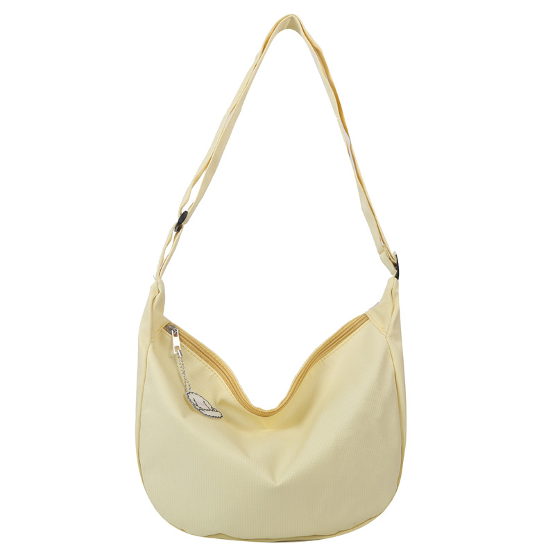 Geantă de umăr din pânză, în stil dumpling, trend stradal, închidere cu fermoar, fără căptușeală