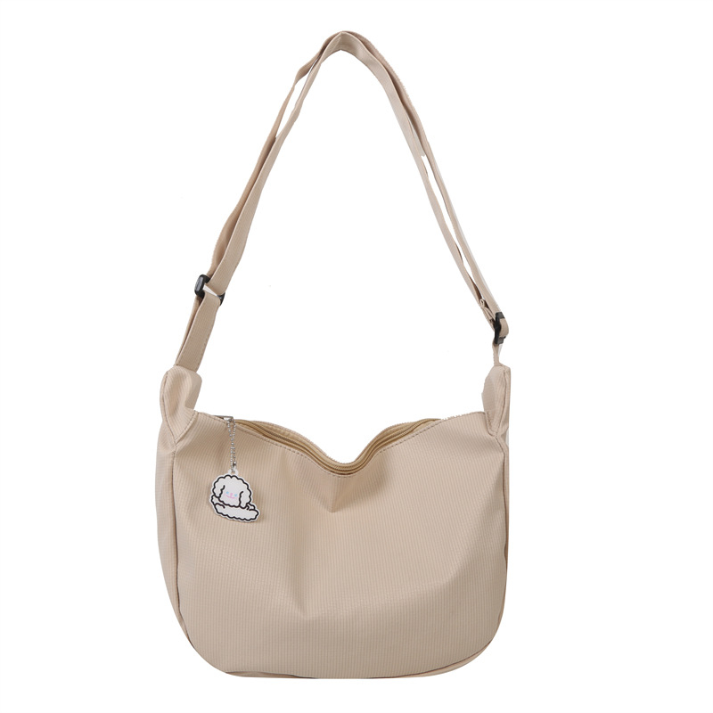 Geantă de umăr din pânză, în stil dumpling, trend stradal, închidere cu fermoar, fără căptușeală