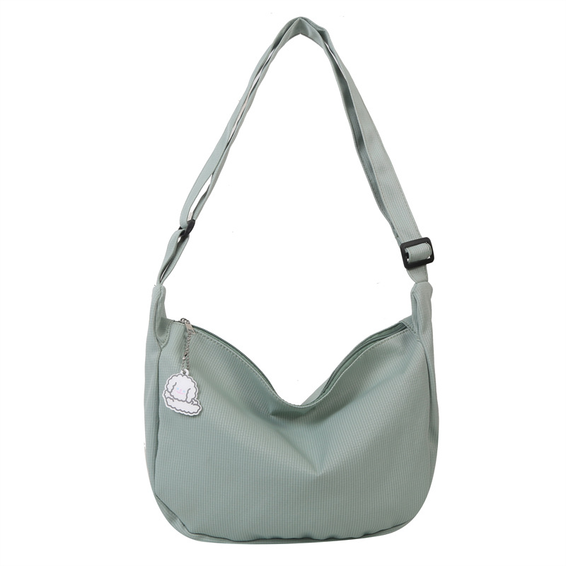 Geantă de umăr din pânză, în stil dumpling, trend stradal, închidere cu fermoar, fără căptușeală