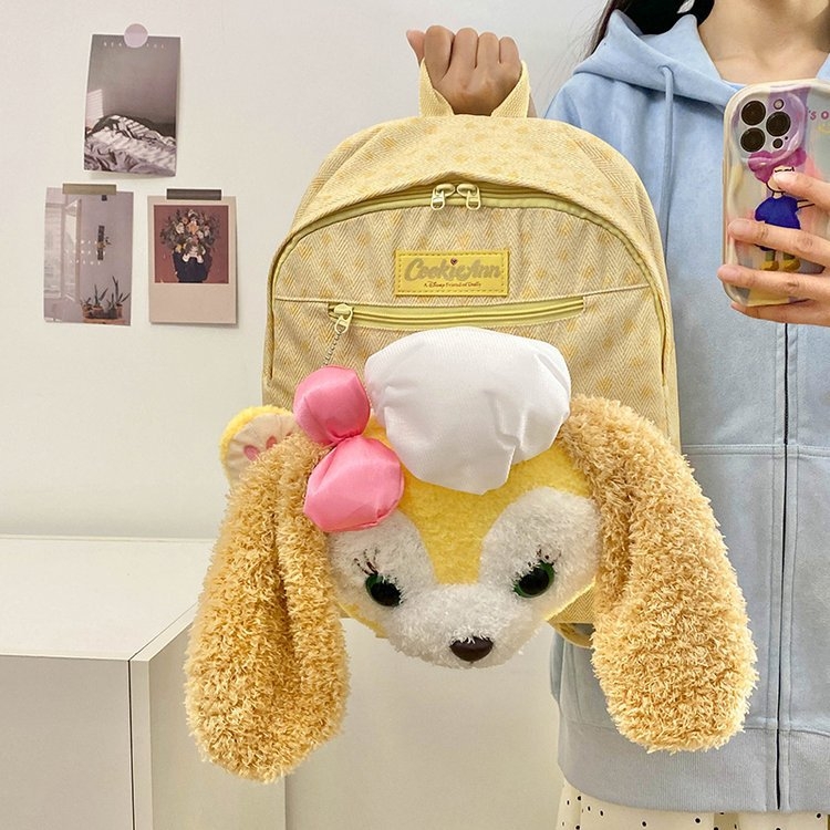 Rucsac pluș cu buzunar intermediar cu fermoar și buzunar interior, închidere cu fermoar, căptușeală din nylon, textură moale, stil unisex, toamnă 2024