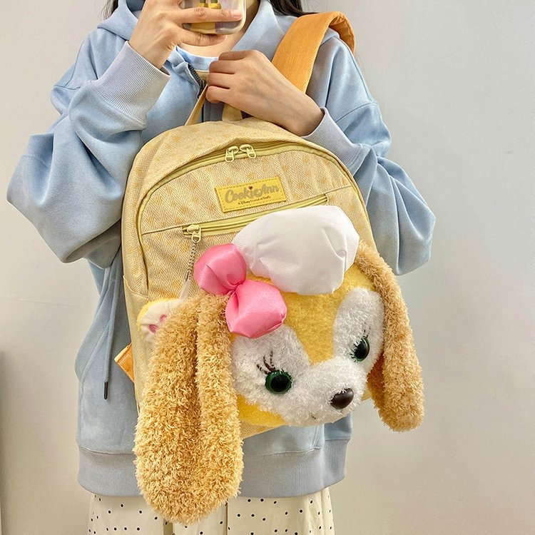 Rucsac pluș cu buzunar intermediar cu fermoar și buzunar interior, închidere cu fermoar, căptușeală din nylon, textură moale, stil unisex, toamnă 2024