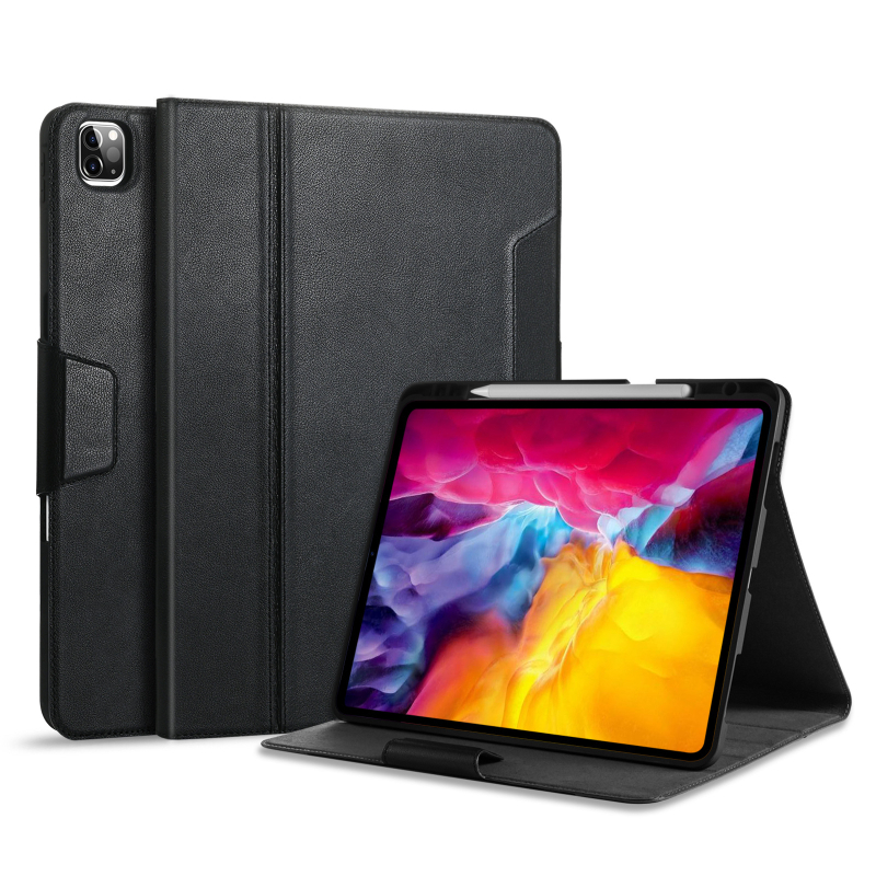 Θήκη προστασίας από δέρμα για Apple iPad Pro 11, ανάγλυφο γνήσιο δέρμα, πλήρες επιχειρηματικό ύφος, λειτουργία ύπνου, ανθεκτική σε πτώσεις, στήριγμα/βάση, διάχυση θερμότητας