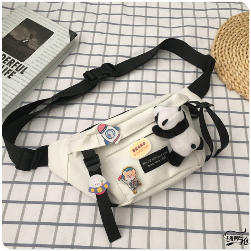 Geantă crossbody pentru bărbați din pânză, stil Harajuku întunecat, căptușeală din pânză, fermoar, primăvara 2018