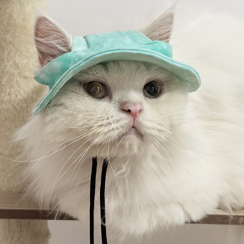 Șapcă de soare pentru câini și pisici – model cu dungi, poliester, tricot din bumbac, vară, stil desen animat