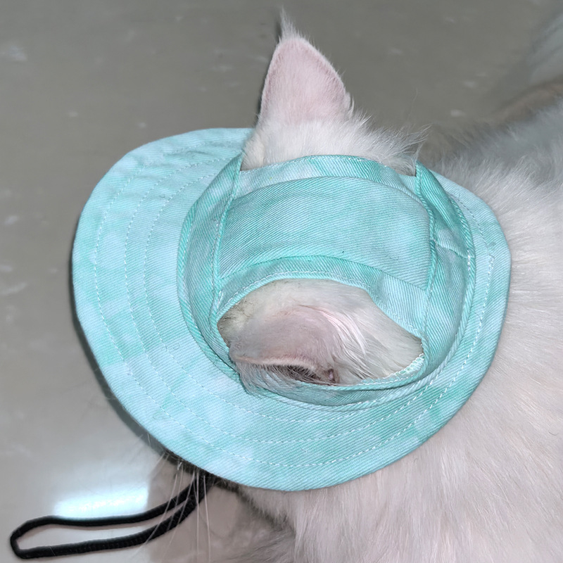 Șapcă de soare pentru câini și pisici – model cu dungi, poliester, tricot din bumbac, vară, stil desen animat