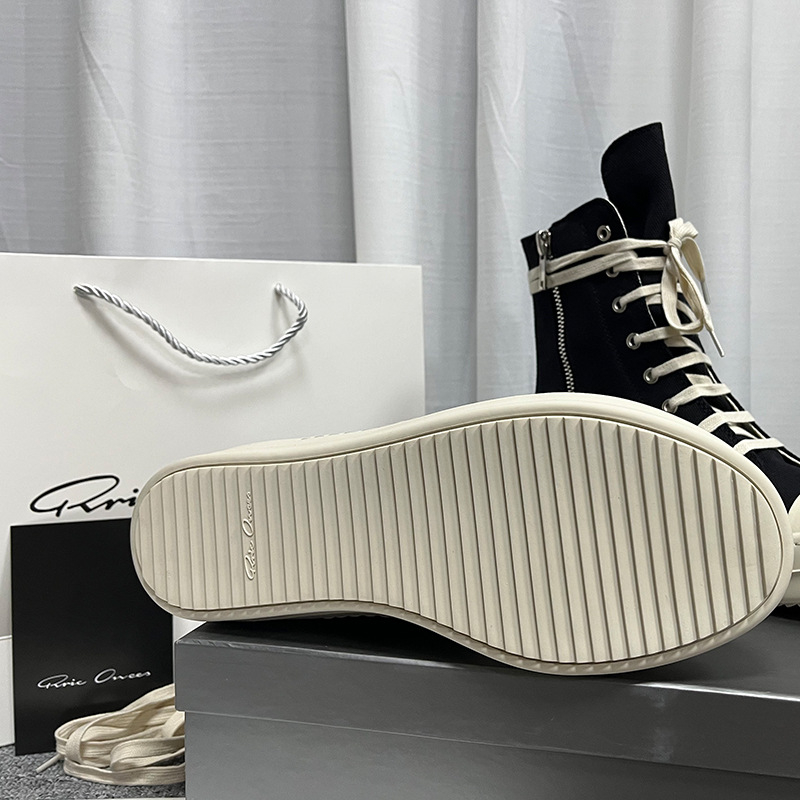 Adidași de canvas înalți pentru bărbați, talpă groasă, fermoar lateral, vârf rotund