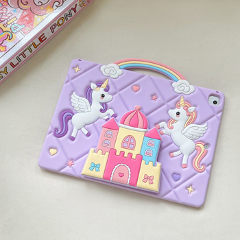 Θήκη σιλικόνης για iPad με προστασία από πτώσεις και φθορές, σχέδιο ονειρικού κάστρου, αναδιπλούμενη βάση