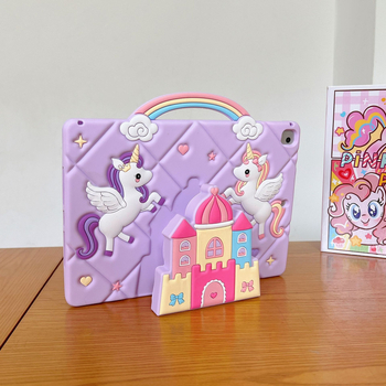 Θήκη σιλικόνης για iPad με προστασία από πτώσεις και φθορές, σχέδιο ονειρικού κάστρου, αναδιπλούμενη βάση