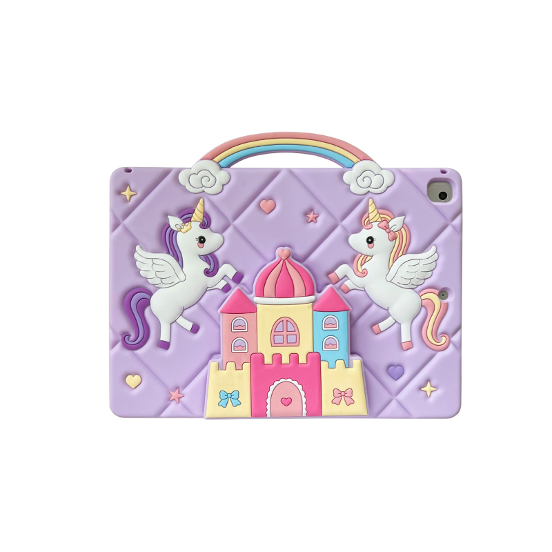 Θήκη σιλικόνης για iPad με προστασία από πτώσεις και φθορές, σχέδιο ονειρικού κάστρου, αναδιπλούμενη βάση