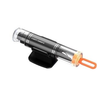 Autóba szerelhető vészhelyzeti ablak-törő kalapács, kétfunkciós mini hordozható mentőeszköz, 88 g, magas széntartalmú acél + alumínium ötvözet