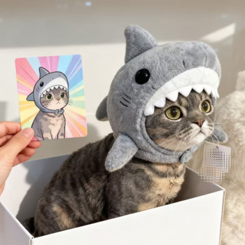 Accesoriu pentru cap pentru câini în formă de rechin – jucărie pluș pentru animale de companie, stil păpușă, primăvară și toamnă