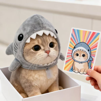 Accesoriu pentru cap pentru câini în formă de rechin – jucărie pluș pentru animale de companie, stil păpușă, primăvară și toamnă