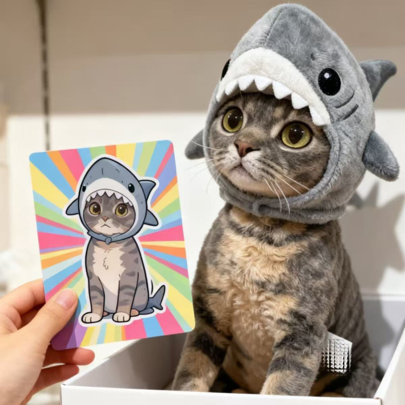 Accesoriu pentru cap pentru câini în formă de rechin – jucărie pluș pentru animale de companie, stil păpușă, primăvară și toamnă