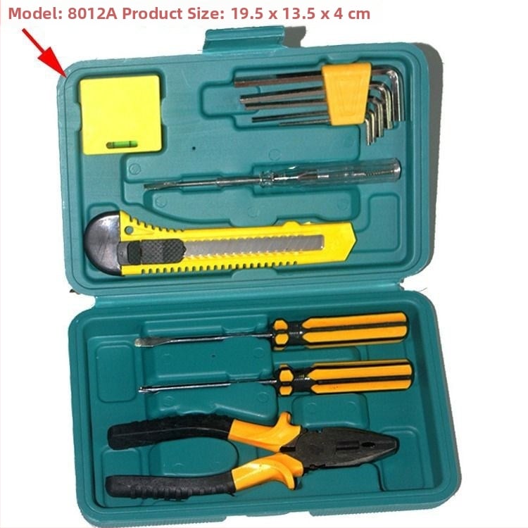 Namų įrankių rinkinys – 11- ar 12-dalių lydinio plieno rinkinys su plaktuku, veržliarakčiu, atsuktuvais ir replėmis – 0,5 kg