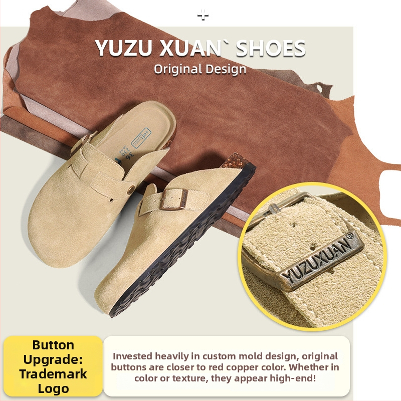 Birkenstock stiliaus sandalės su viršutine dalimi iš karvių nubuko odos, TPR padas, anti-slip, laisvas stilius, vidinis medžiaga cortical