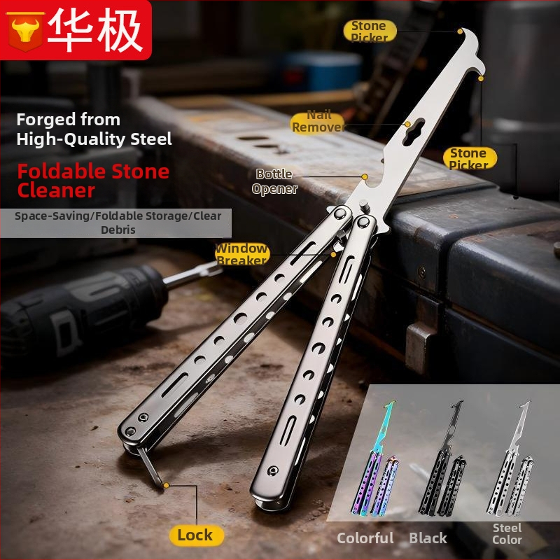 Skladací hák na odstraňovanie kameňov z pneumatík, z nehrdzavejúcej ocele, Cool car star