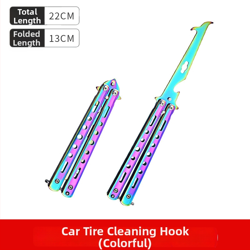 Skladací hák na odstraňovanie kameňov z pneumatík, z nehrdzavejúcej ocele, Cool car star