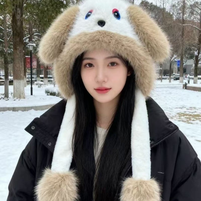 Set pălărie și eșarfă, cu imprimeu desen animat, din bumbac, vopsire tie-dye, pentru femei, iarnă 2024