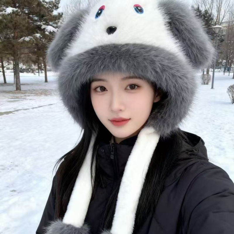 Set pălărie și eșarfă, cu imprimeu desen animat, din bumbac, vopsire tie-dye, pentru femei, iarnă 2024