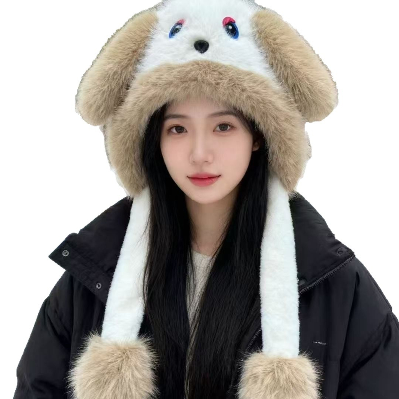 Set pălărie și eșarfă, cu imprimeu desen animat, din bumbac, vopsire tie-dye, pentru femei, iarnă 2024