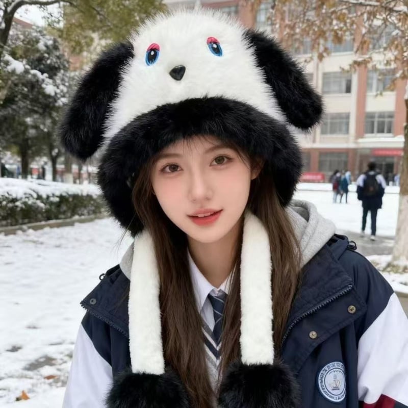 Set pălărie și eșarfă, cu imprimeu desen animat, din bumbac, vopsire tie-dye, pentru femei, iarnă 2024