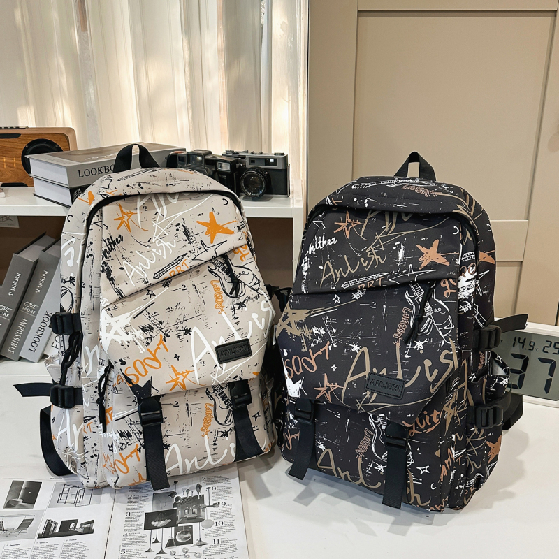 Unisex nylon ranac za školu s zakrivljenim remenima (za 14-inčni laptop, kapacitet 20–35 L)