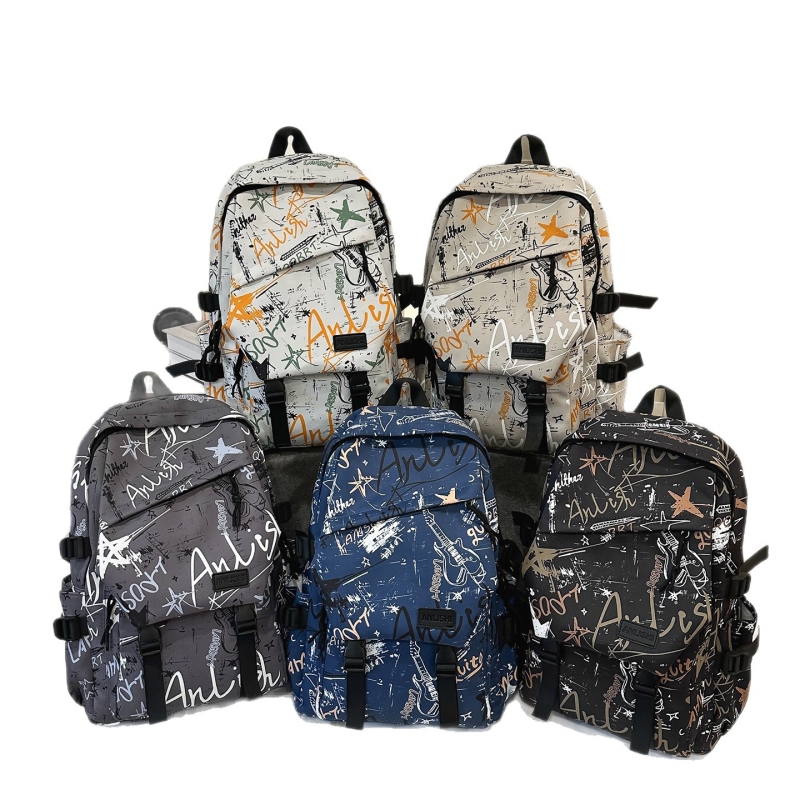Unisex nylon ranac za školu s zakrivljenim remenima (za 14-inčni laptop, kapacitet 20–35 L)