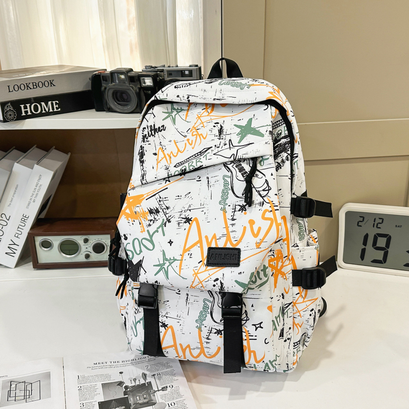 Unisex nylon ranac za školu s zakrivljenim remenima (za 14-inčni laptop, kapacitet 20–35 L)