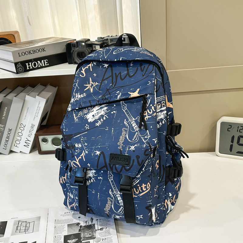 Unisex nylon ranac za školu s zakrivljenim remenima (za 14-inčni laptop, kapacitet 20–35 L)