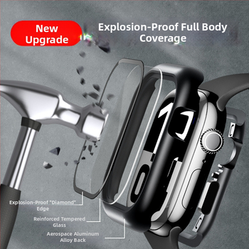 ELEMENTBOX Magnetinė apsauginė dėžutė Apple Watch S10 su integruotu grūdintu stiklu, metalinis rėmas