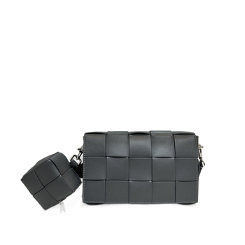 Muška crossbody torbica od prave kože, pleteni uzorak, ulični stil, ultra lagana, uključuje malu torbicu, jesen 2025
