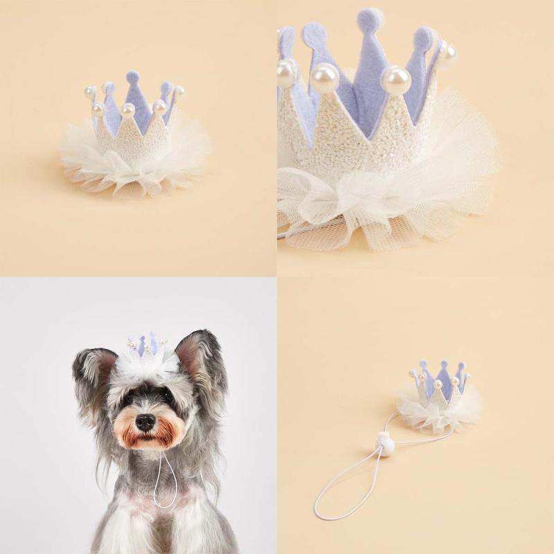 Șapcă pentru animale de companie din plasă, model monocrom, material nețesut, țesătură simplă, embossare, stil prințesă